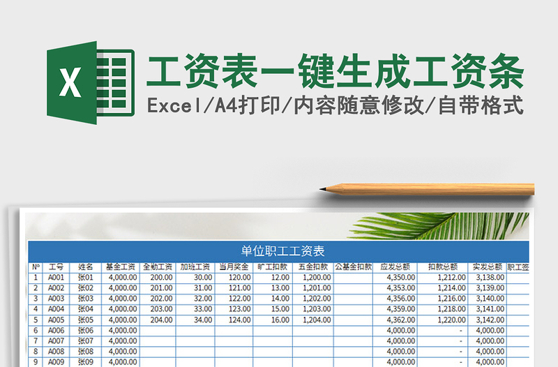 2021年工资表一键生成工资条