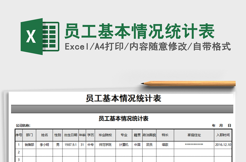 2021年员工基本情况统计表