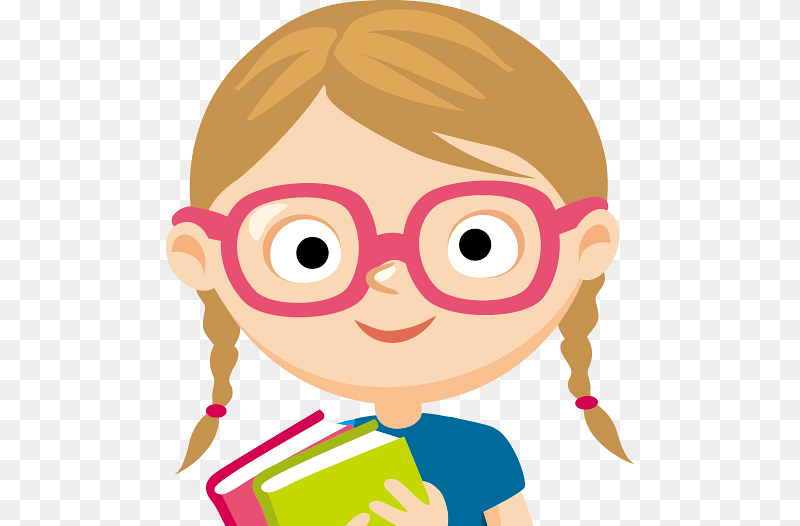 创意卡通风女孩手抱书籍书本读书阅读免抠元素素材