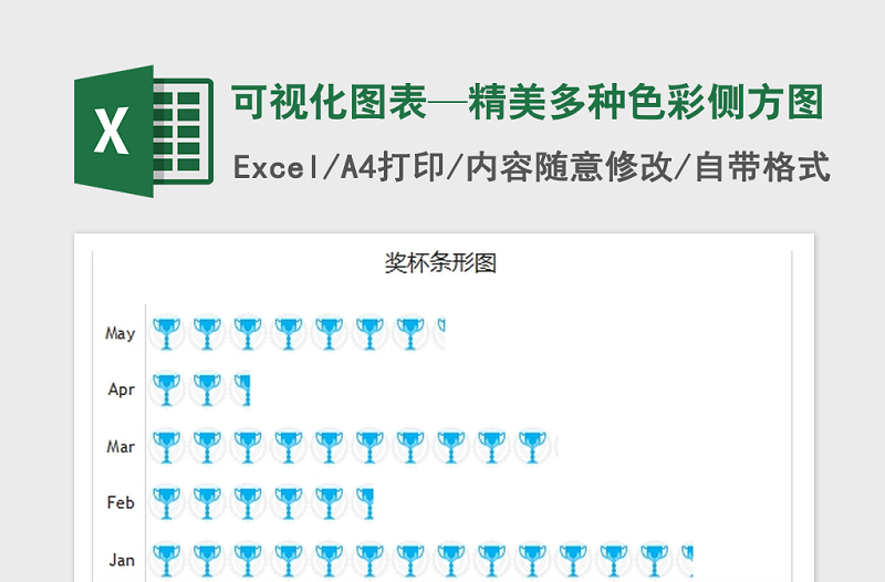 2022年可视化图表—精美多种色彩侧方图免费下载