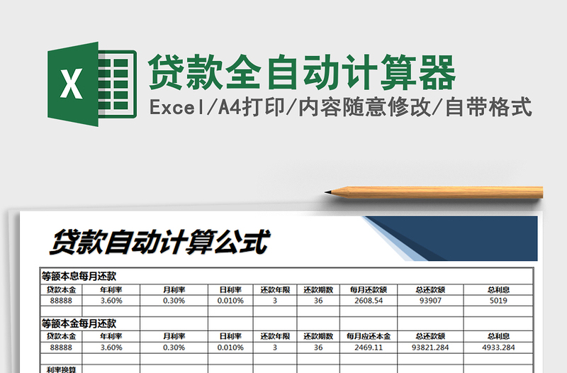 2021年贷款全自动计算器