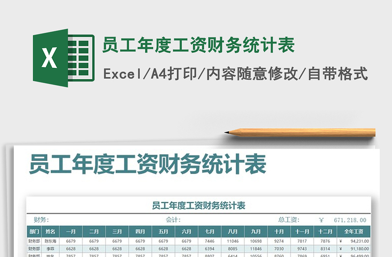 2021年员工年度工资财务统计表