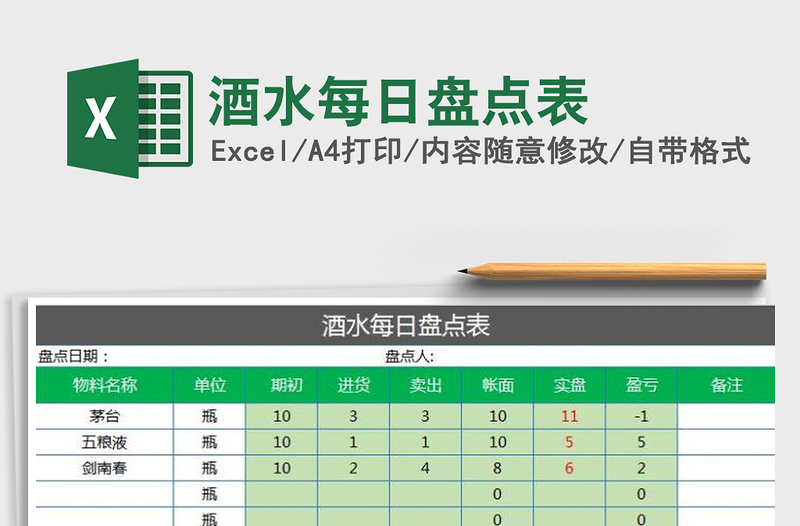 2021年酒水每日盘点表