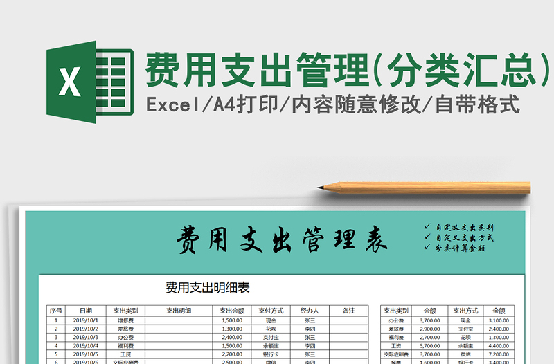 2021年费用支出管理(分类汇总)免费下载