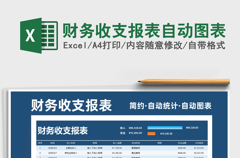 2021年财务收支报表自动图表