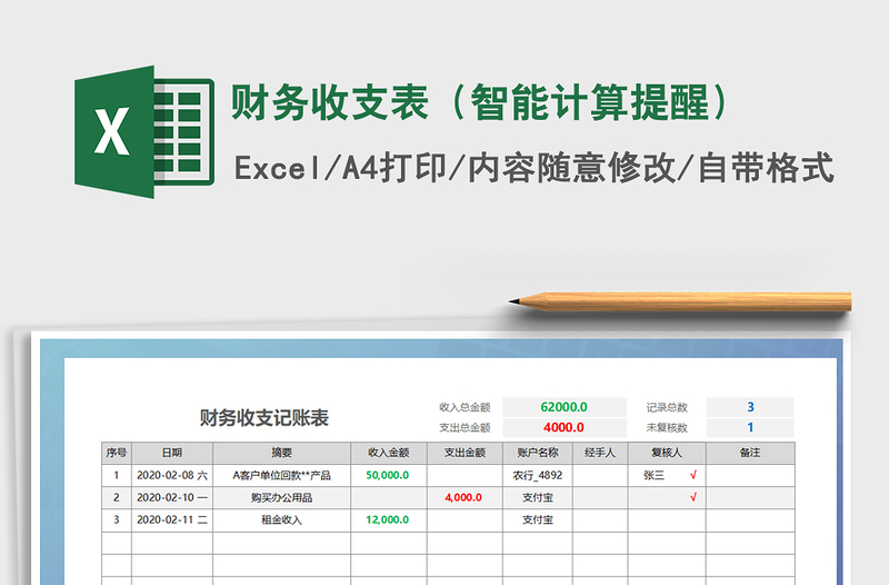 2021年财务收支表（智能计算提醒）