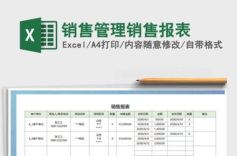 2021年销售管理销售报表