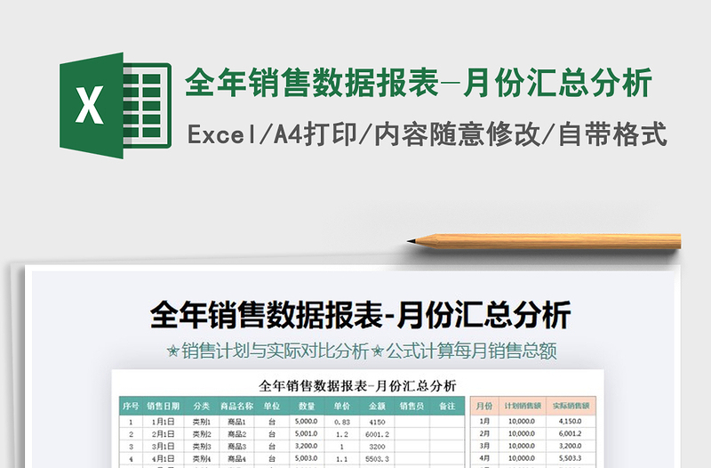 2021年全年销售数据报表-月份汇总分析