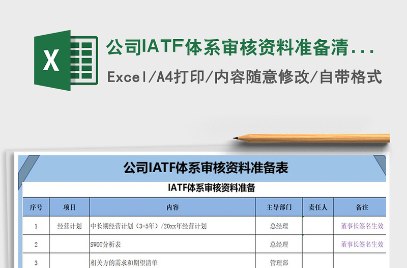 2021公司IATF体系审核资料准备清单免费下载