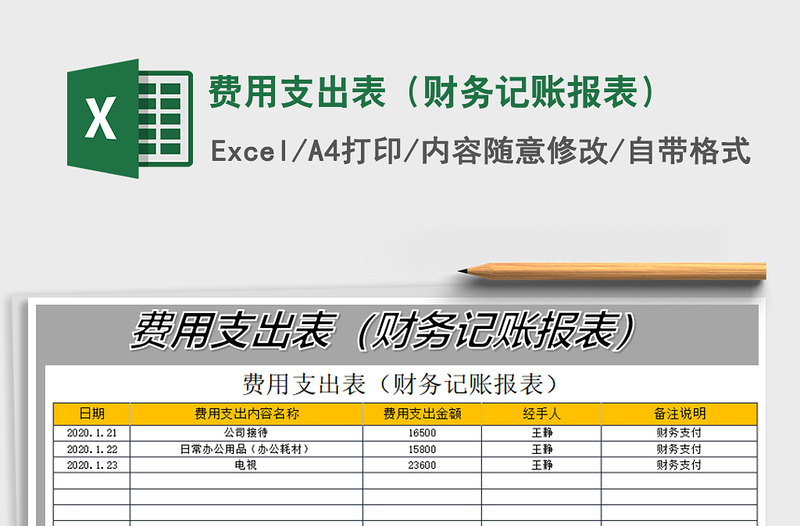 2022年费用支出表（财务记账报表）免费下载