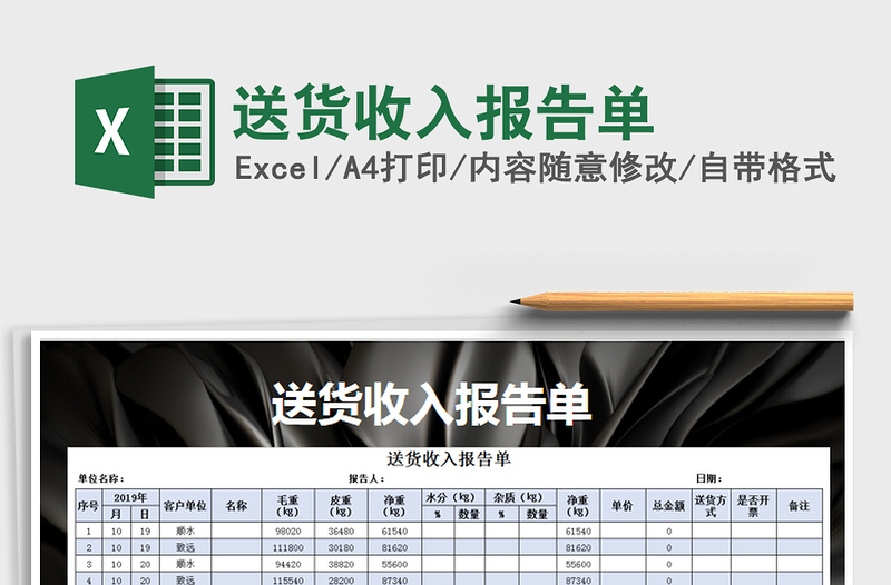 2021年送货收入报告单