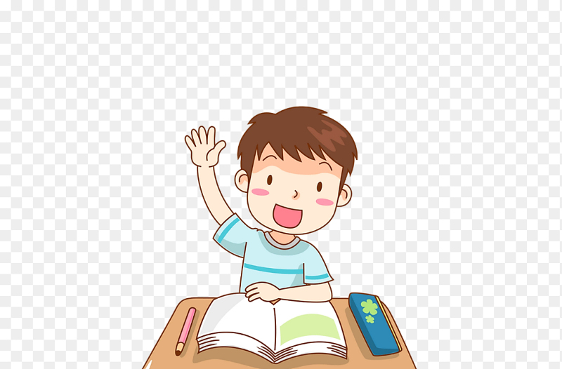 可爱童趣风卡通人物小男孩阅读图书举手发言免抠元素素材