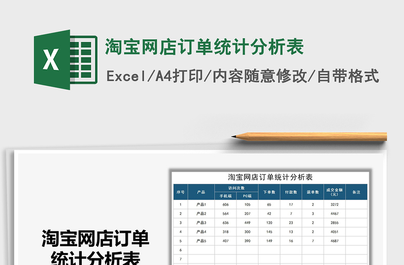 2021年淘宝网店订单统计分析表