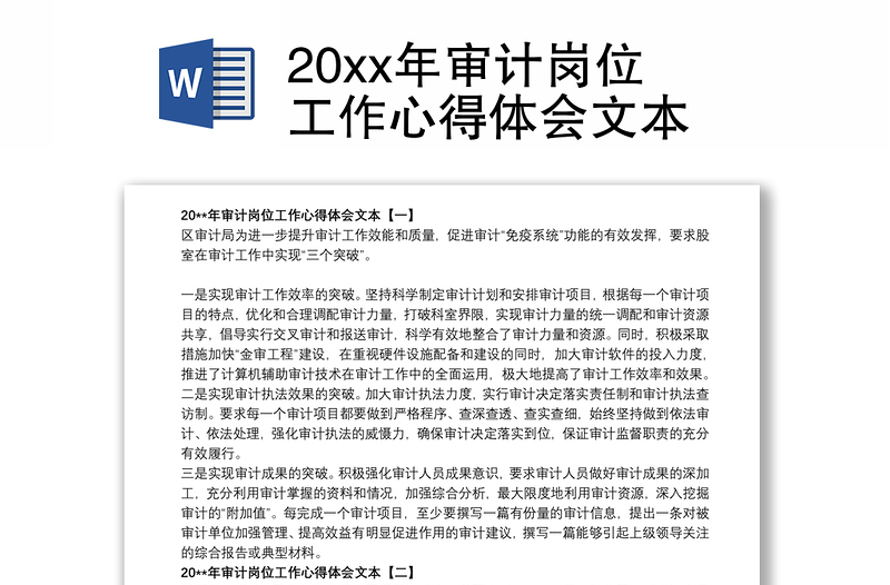 20xx年审计岗位工作心得体会文本