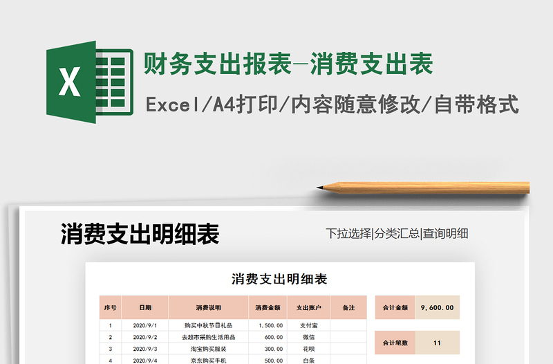 2021年财务支出报表-消费支出表