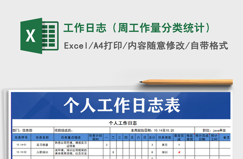 2021年工作日志（周工作量分类统计）