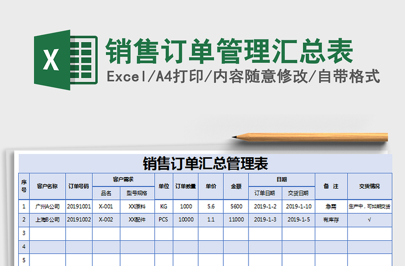 2021年销售订单管理汇总表