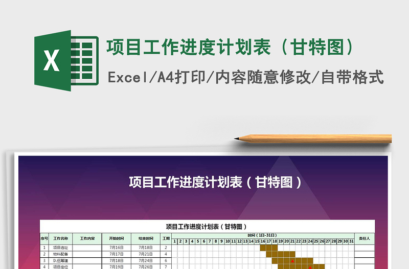 2021年项目工作进度计划表（甘特图）