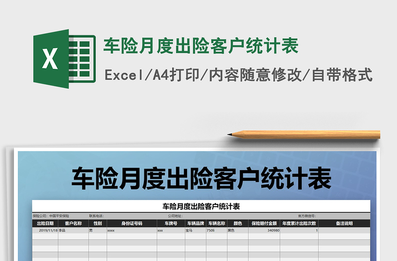 2021年车险月度出险客户统计表