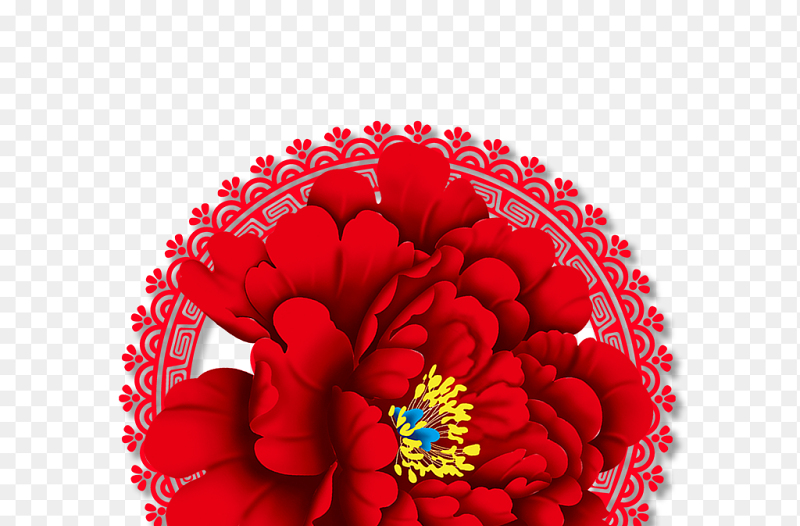 圆形红色花朵装饰元素免抠素材