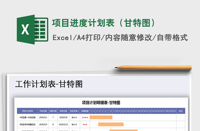 2021年项目进度计划表（甘特图）