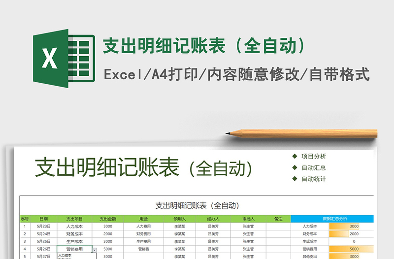 2021年支出明细记账表（全自动）