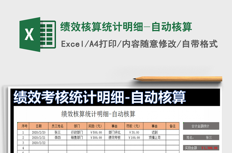 2021年绩效核算统计明细-自动核算