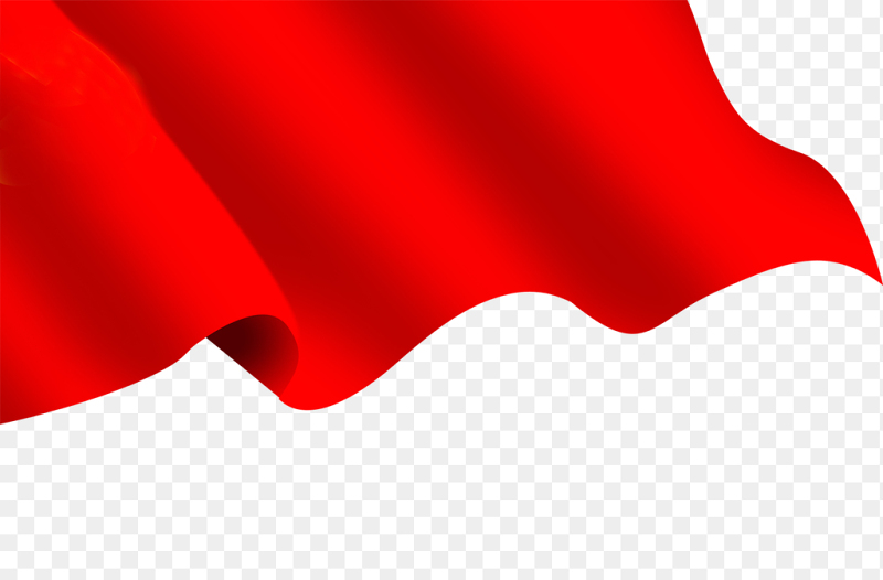 红色边角边框简约飞扬的旗帜装饰免抠党政元素素材