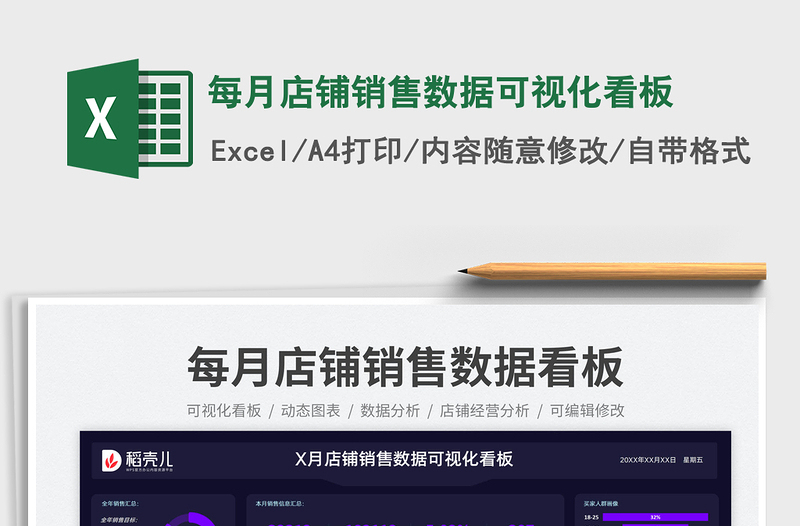 每月店铺销售数据可视化看板免费下载