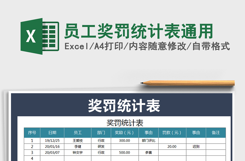 2021年员工奖罚统计表通用