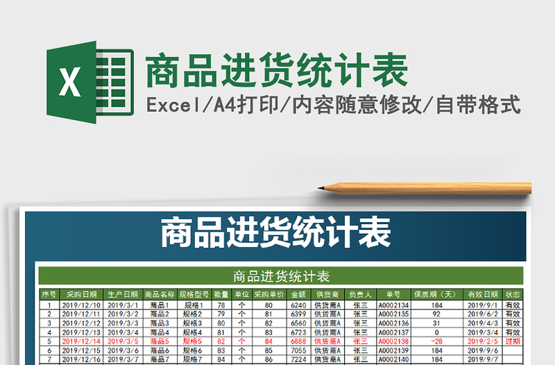 2021年商品进货统计表