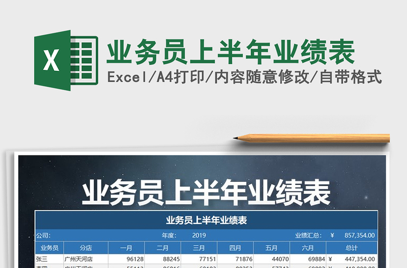 2021年业务员上半年业绩表免费下载