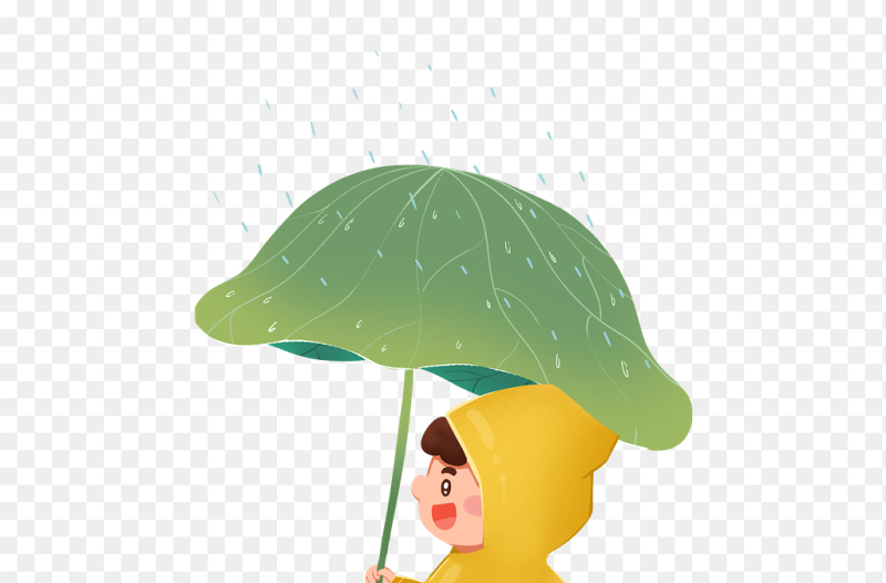 插画可爱卡通人物撑伞的小孩中国传统二十四节气谷雨时节主题素材免抠元素