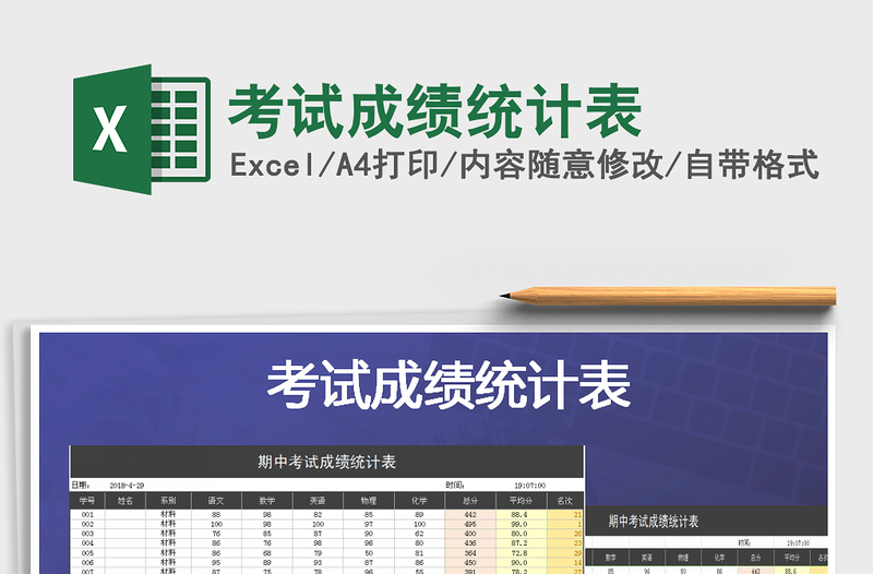 2021年考试成绩统计表