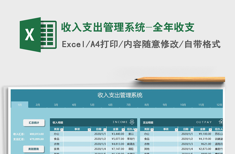 2021年收入支出管理系统-全年收支