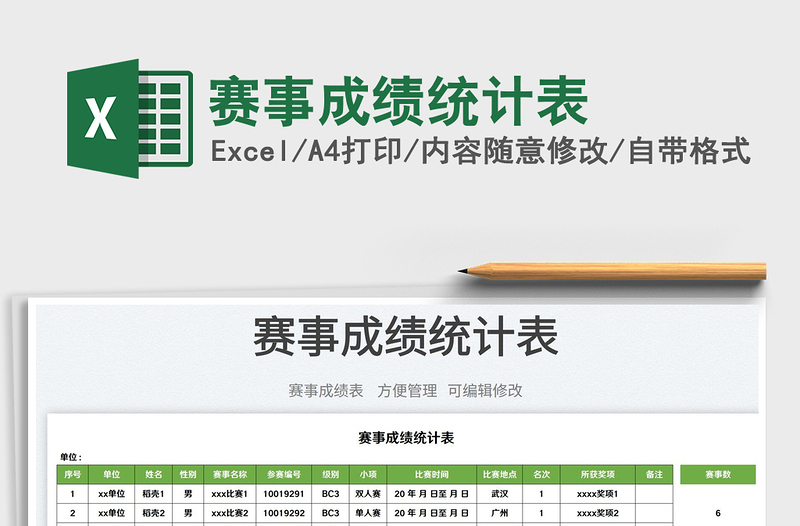 2022赛事成绩统计表免费下载