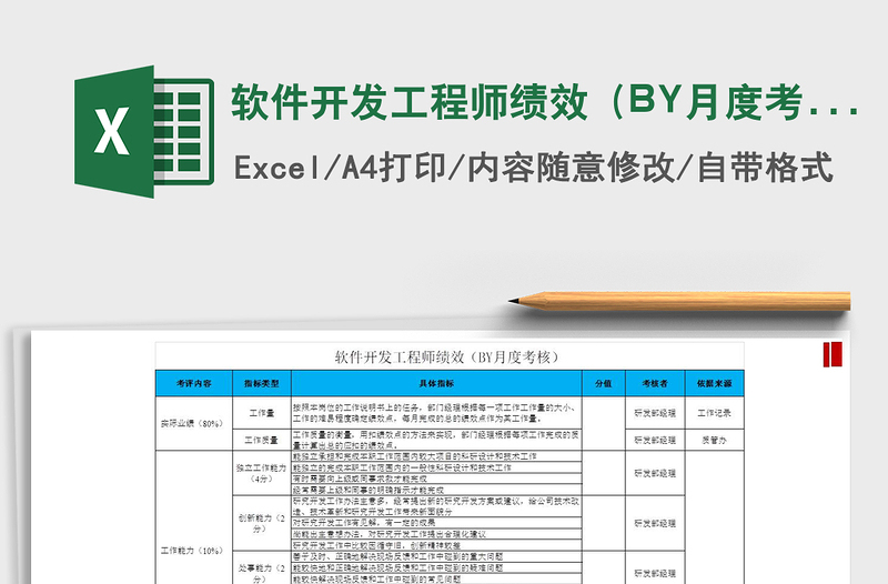 软件开发工程师绩效（BY月度考核）免费下载