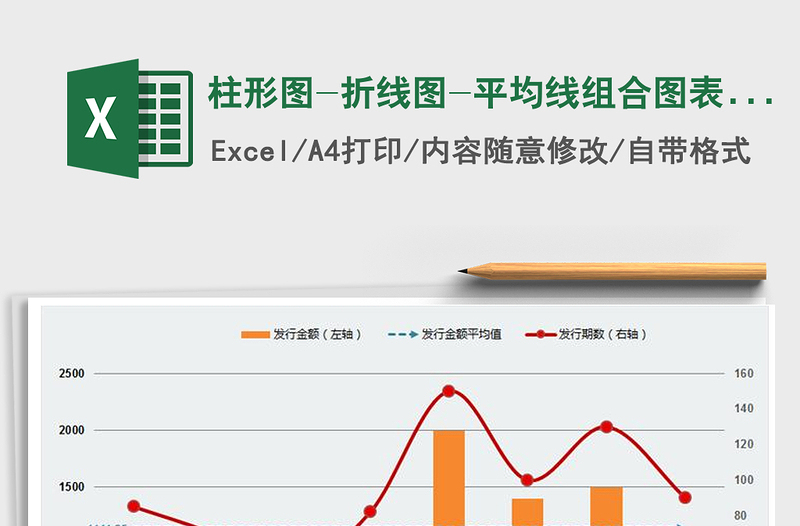 2021年柱形图-折线图-平均线组合图表（红黄色）