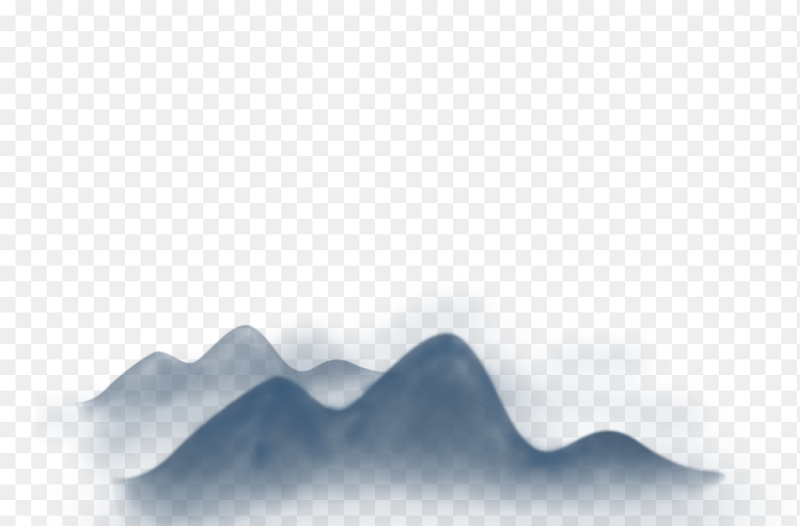 水墨插画山脉朦胧云雾环绕免抠元素素材