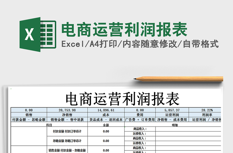 2021年电商运营利润报表