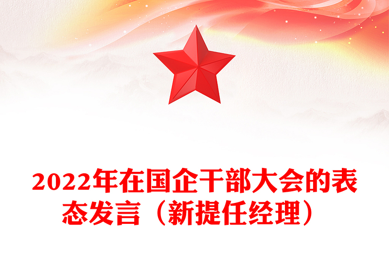 2022年在国企干部大会的表态发言（新提任经理）