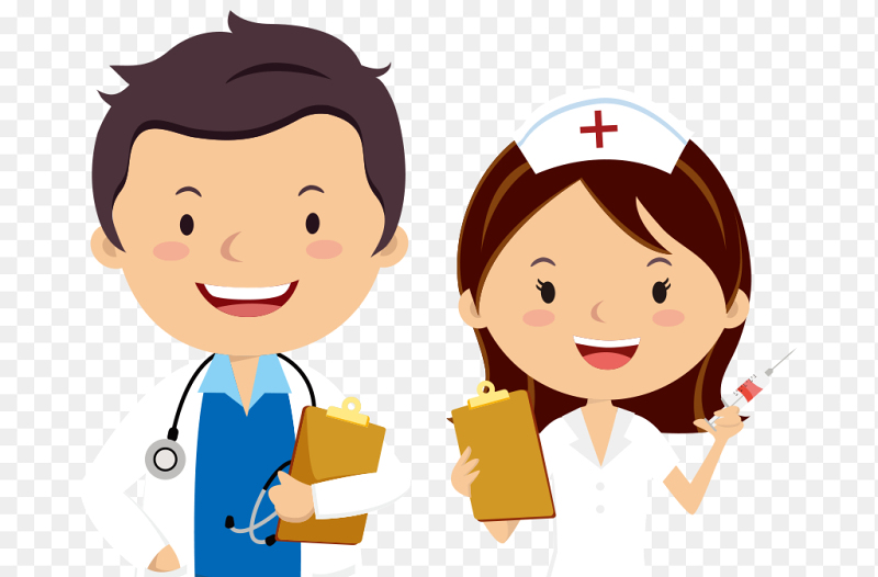 创意卡通医生与护士职业人物免抠元素素材