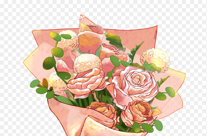 鲜花玫瑰花粉色优雅三八妇女节女神节免抠元素素材