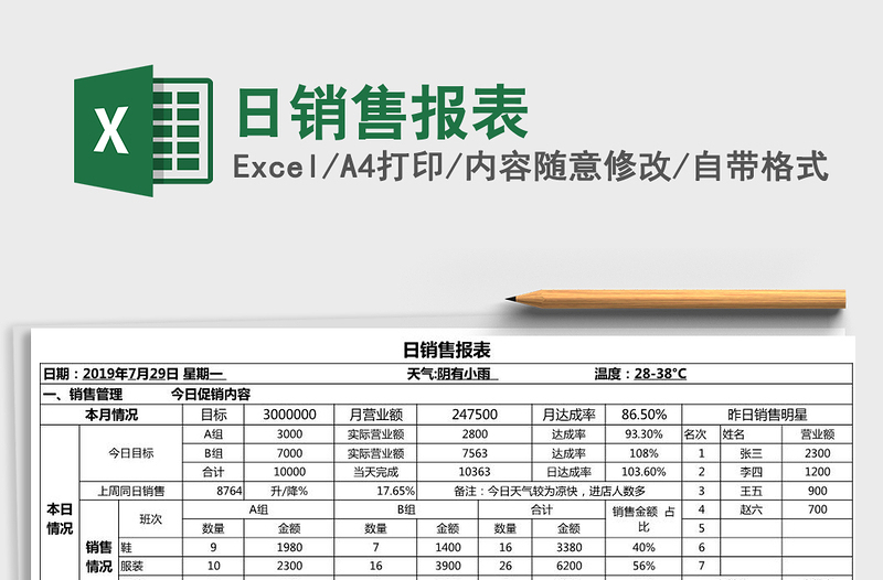 2021年日销售报表