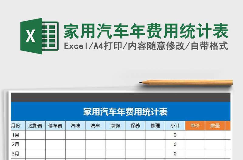 2021年家用汽车年费用统计表