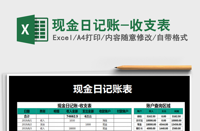 2021年现金日记账-收支表