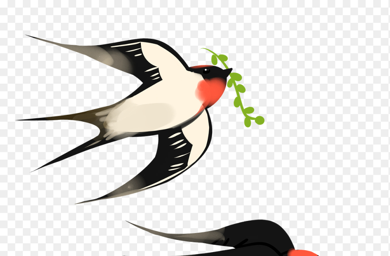 春天春季飞翔的燕子卡通装饰免抠元素素材