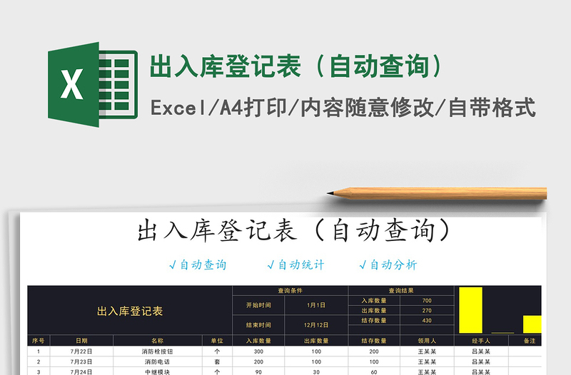 2021年出入库登记表（自动查询）