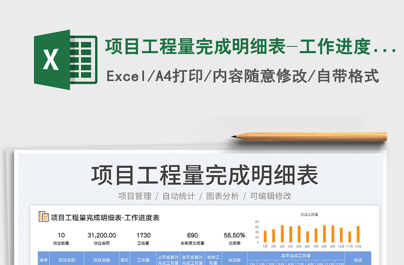 2022项目工程量完成明细表-工作进度表免费下载