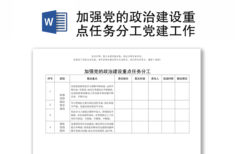 加强党的政治建设重点任务分工党建工作